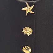 Casaco Preto com Botões Dourados Temáticos do Mar