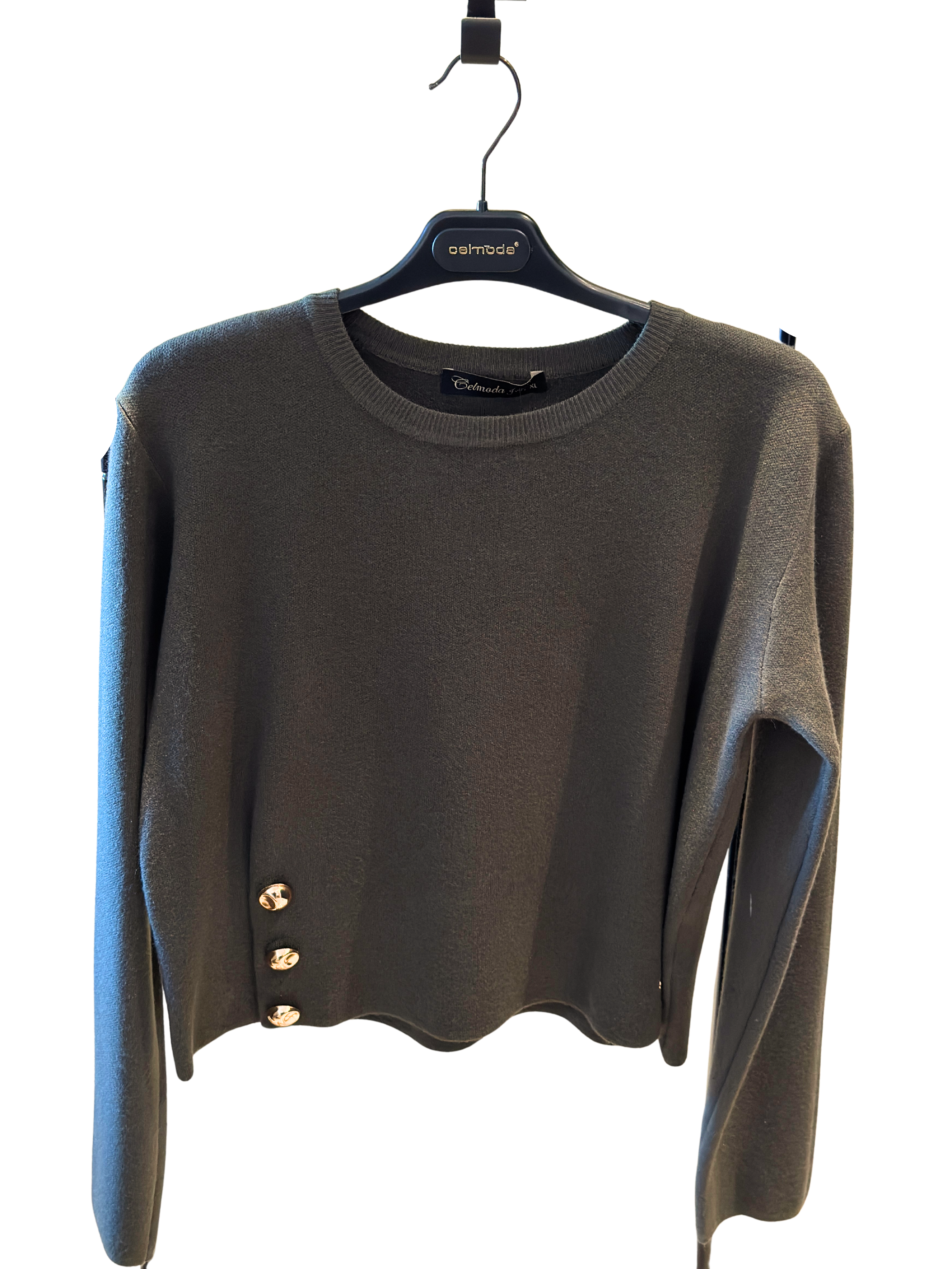 Camisola Básica com Botões Dourados