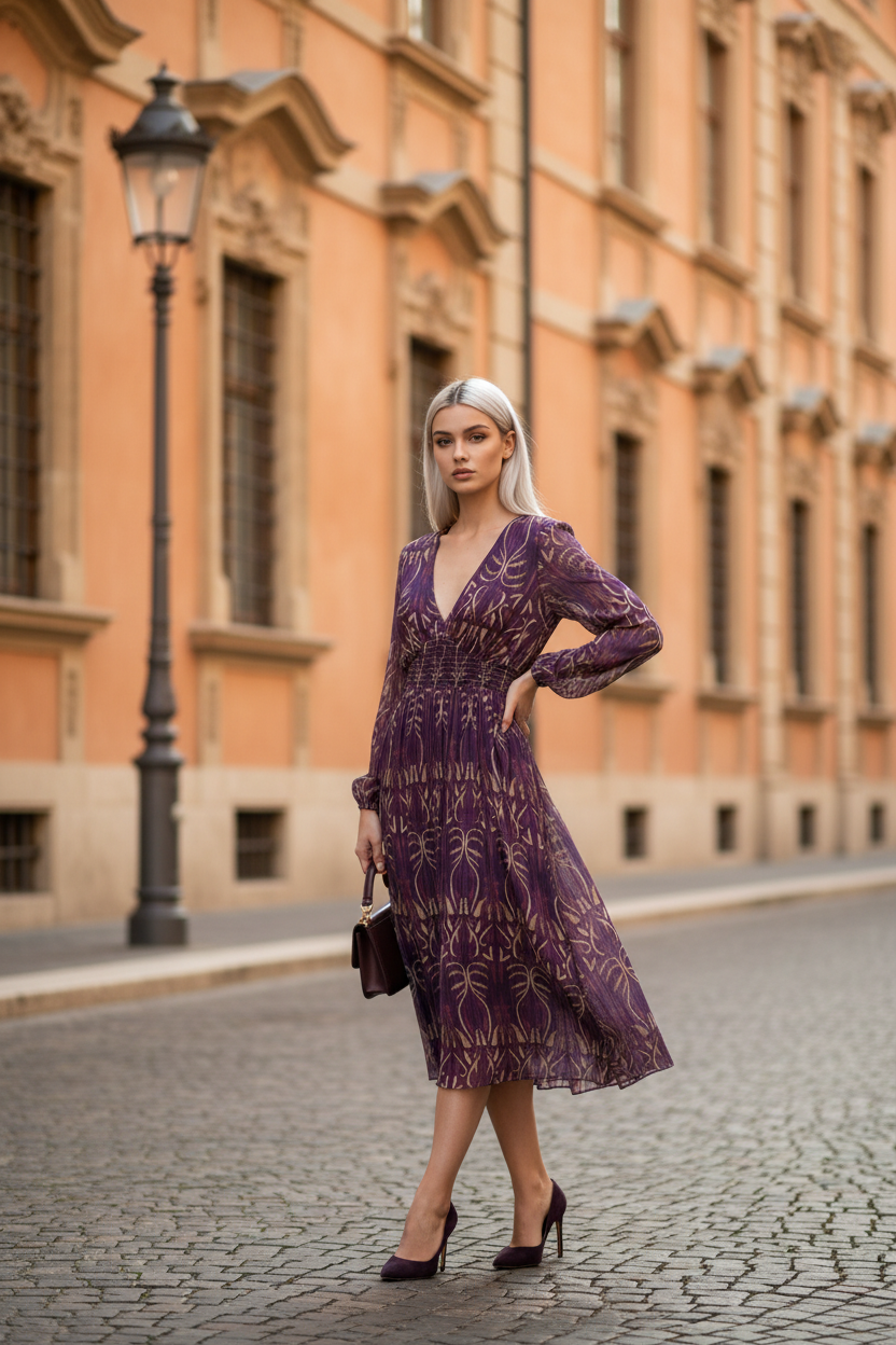 Vestido Estampado Midi