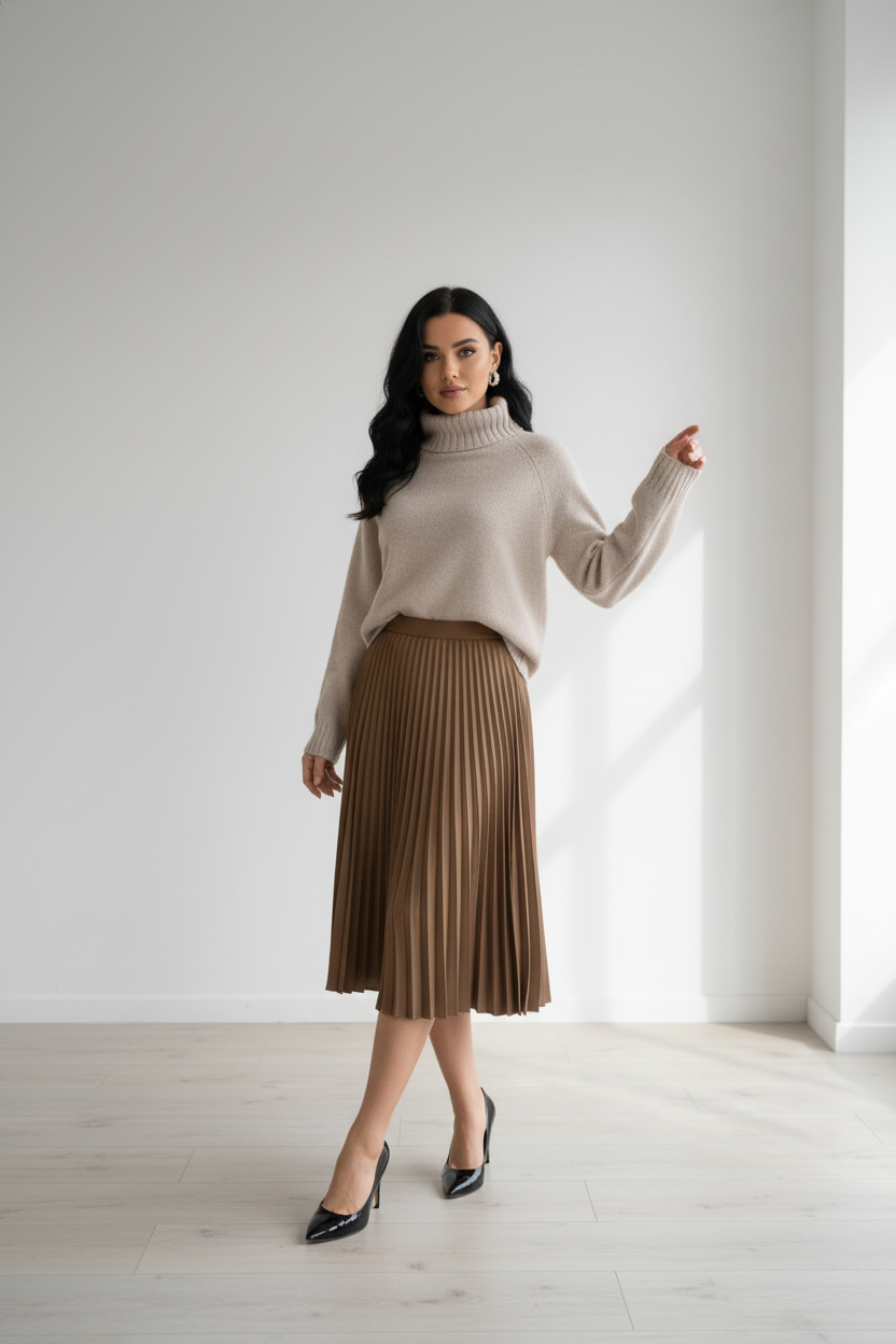 Saia Plissada — Elegância Intemporal