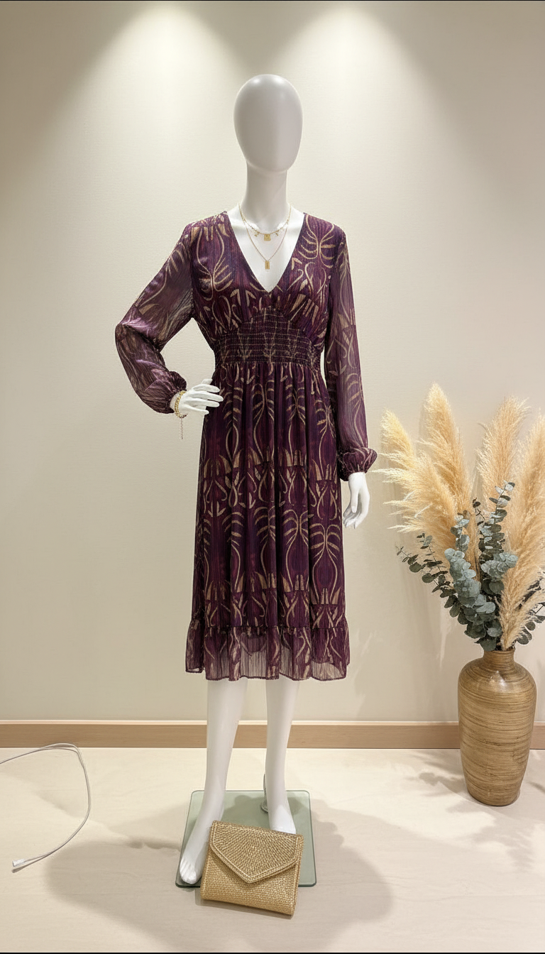 Vestido Estampado Midi