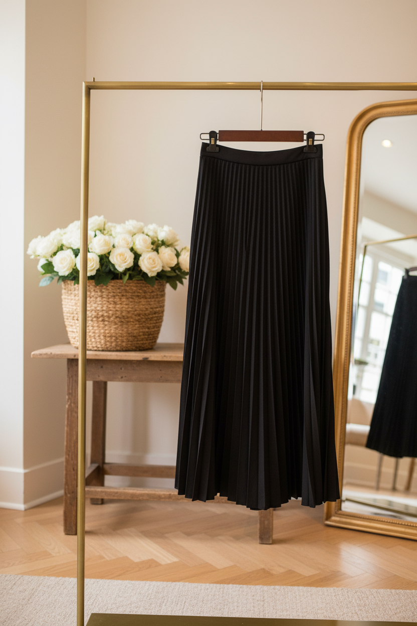 Saia Plissada — Elegância Intemporal