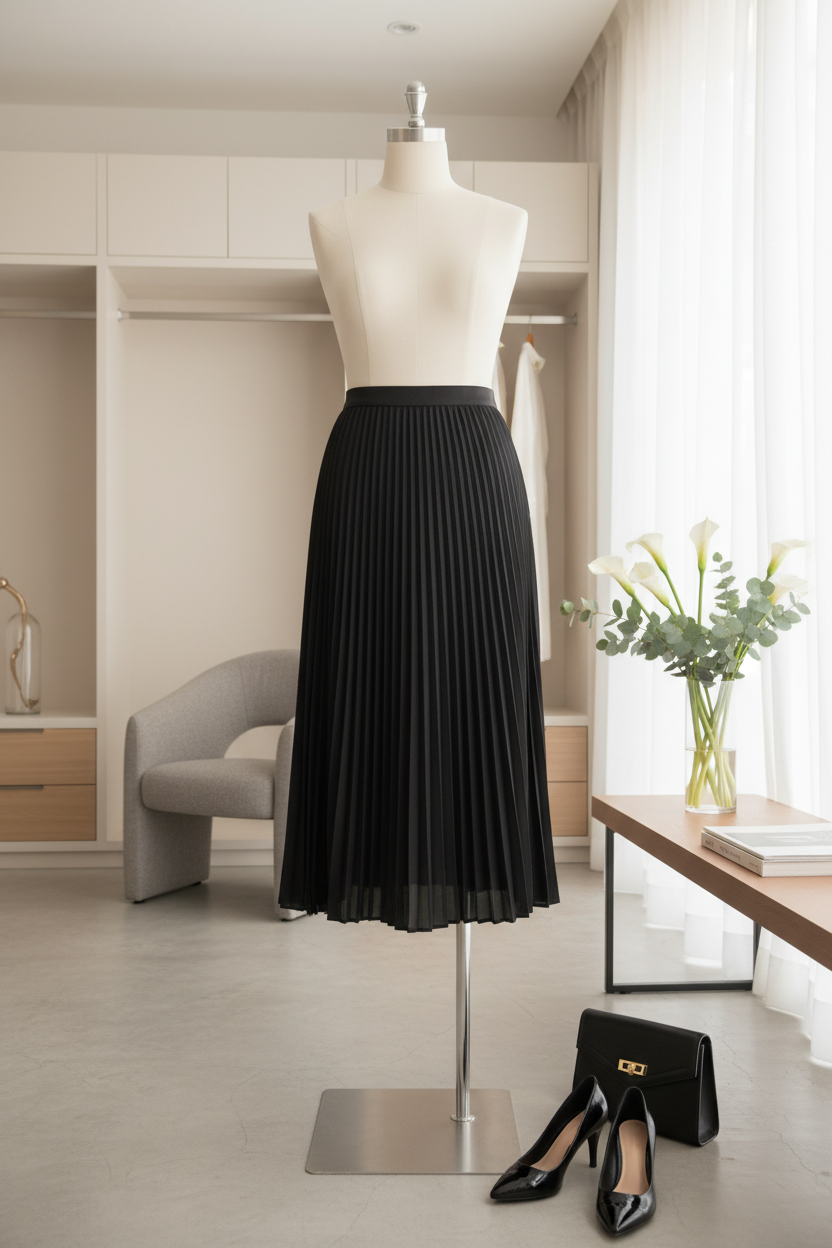 Saia Plissada — Elegância Intemporal