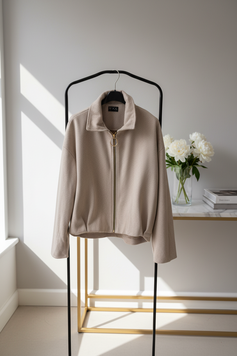 Casaco Curto Branco com Fecho Argola – Elegante e Versátil