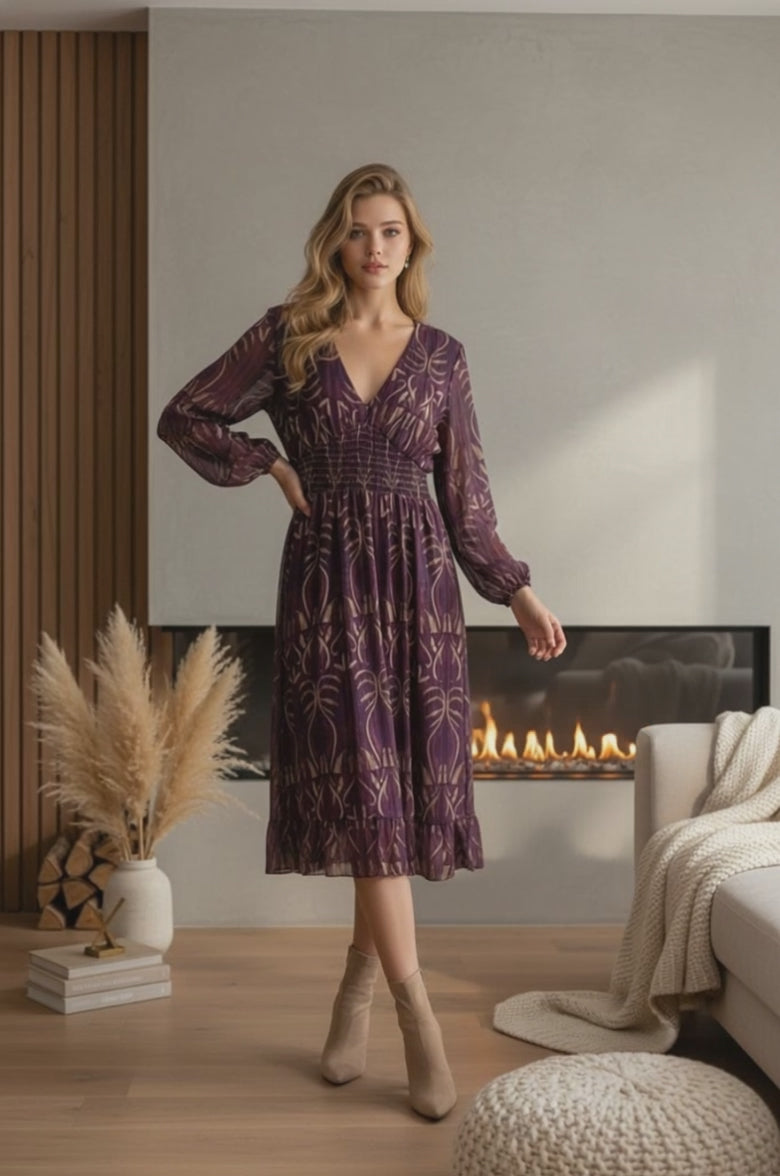 Vestido Estampado Midi